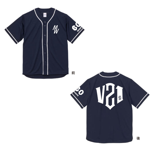 V21 ベースボールシャツ"ネイビー × ホワイト" (Size：S・M・L・XL)